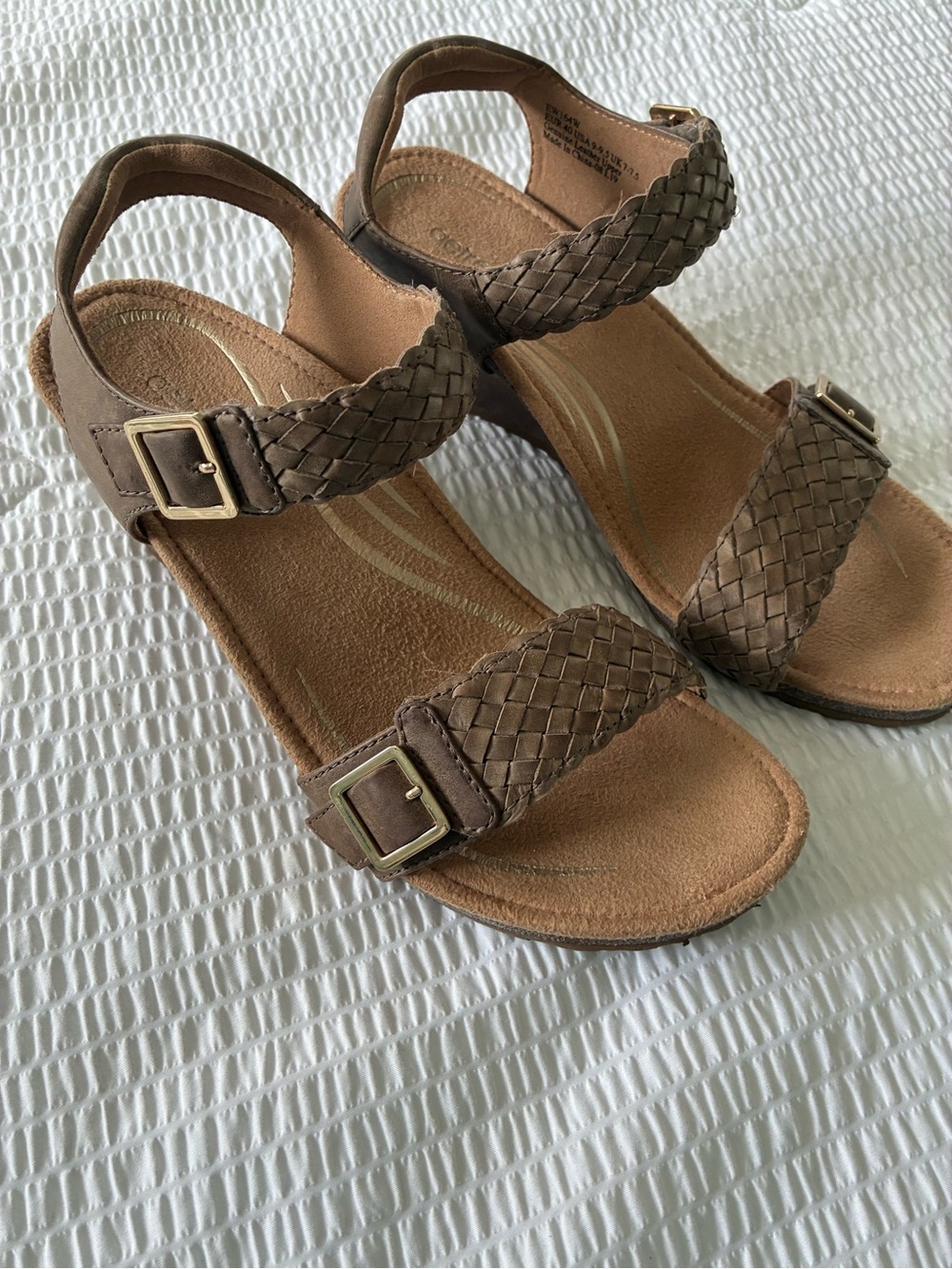 Aetrex Brown Braided Leather Sandals with Buckles